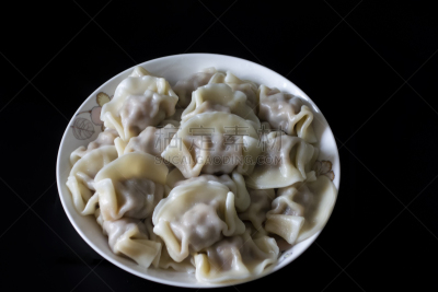 传统,食品,盘子,饺子,黑色背景,清新,春节,蒸菜,中国食品,成分