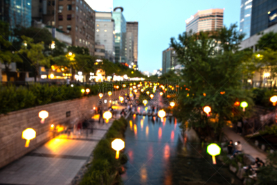 首尔,清溪川流,市区,公园,灯笼,水平画幅,夜晚,无人,市区路,传统
