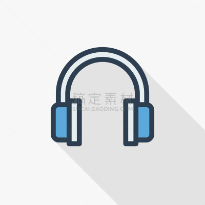 矢量,细的,耳机,平坦的,分界线,图标,音乐,色彩鲜艳,直的,长阴影设计