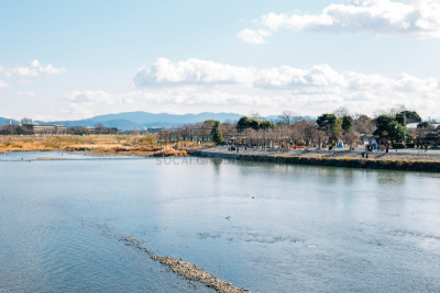 京都府,街道,河流,日本,岚山,水,天空,美,水平画幅,云