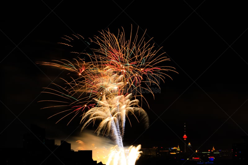 夜晚,新年前夕,天空,烟花秀,事件,圣诞装饰物,彩色背景,公园,中国,新年