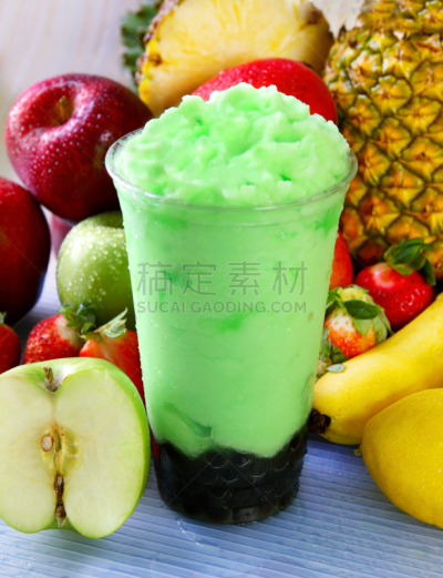 雪水,绿色,苹果,珍珠奶茶,冰茶,青苹果,垂直画幅,无人,果汁,一次性杯子