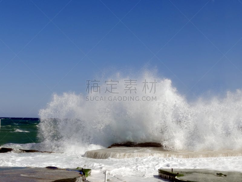 海滩,波浪,巨大的,水,天空,留白,风,暴风雨,重的,气候