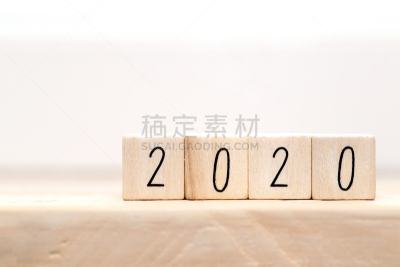 2020,井号标签,木制,概念,举起手,白色背景,立方体,特写,请柬,事件
