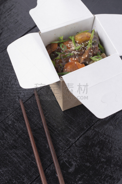 容器,中国食品,咕噜菜,橙子,柠檬鸡,传统,蔬菜,荞麦面,纸盒,食品