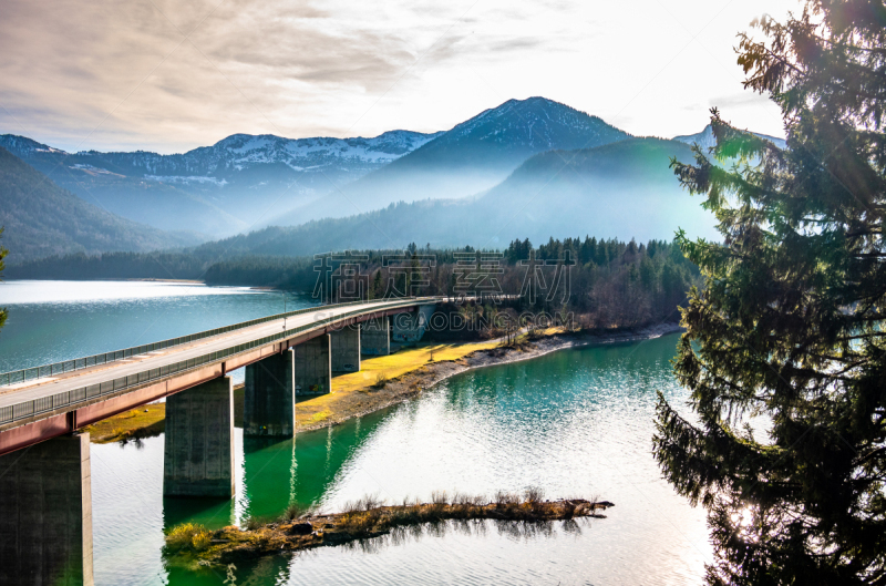 巴伐利亚,sylvenstein lake,景观设计,上巴伐利亚,公路,立交桥,户外,建筑,山谷,山脉