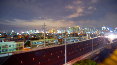 夜晚,城市天际线,曙暮光,交通,现代,烟雾,鸟类,菲律宾,建筑,市区