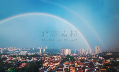 城市天际线,双彩虹,气候,商务,环境,现代,雷雨,城市扩张,背景,巴西
