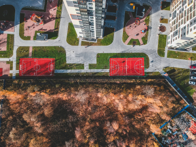 俄罗斯,圣彼得堡,公寓,篮球场,空气精灵,都市风景,平衡折角灯,后院,商务,篮子