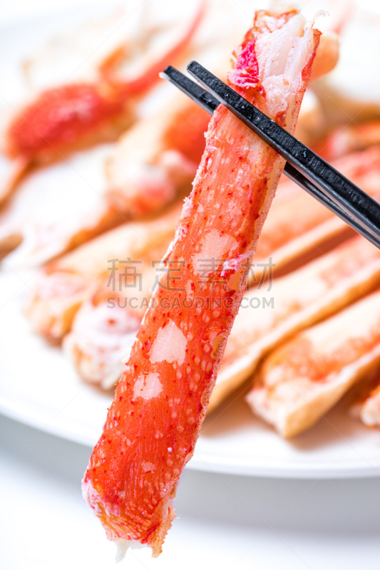 阿拉斯加雪蟹,贝壳,筷子,横截面,白色背景,海产,垂直画幅,螃蟹,食品,图像