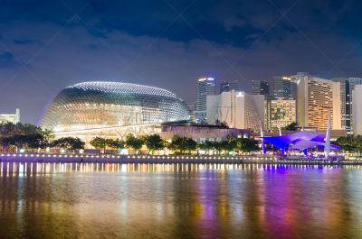 新加坡市,城市天际线,黄昏,海湾,鱼尾狮,滨海湾 ,水,天空,透过窗户往外看,夜晚
