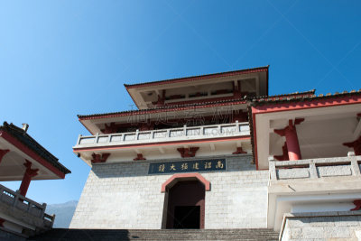 崇圣寺三塔,大理,云南省,天空,水平画幅,无人,建筑外部,石材,门