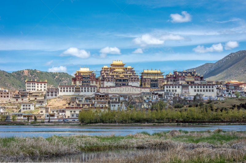 寺庙,接力赛,松赞林寺,布达拉宫,自然,修道院,水平画幅,建筑,秋天