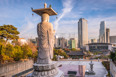 首尔,城市,寺庙,韩国,水平画幅,夜晚,旅行者,户外,都市风景,商业金融和工业