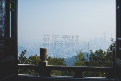 都市风景,山,广东省,广州,雾,白色,白昼,晴朗,珠江新城