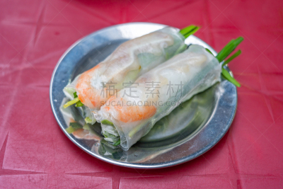 越南,细香葱,清新,春卷,街头食品,虾,小圆面包,传统,蔬菜,肠粉
