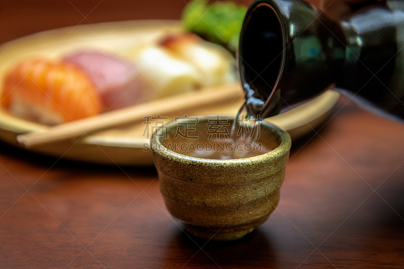 日本,日本青酒,寿司,杯,餐具,葡萄酒,新的,水平画幅,传统,膳食
