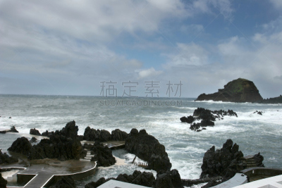 马德拉,丰沙尔湾,丰沙尔,海啸,马德拉群岛,火山岩,水,水平画幅,无人,大西洋