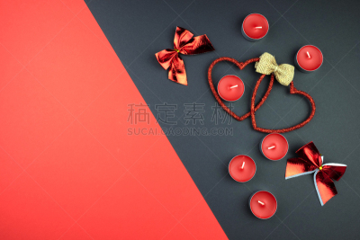 蜡烛,红色,动物心脏,灰色背景,华丽的,热,周年纪念,热情,浪漫,礼物