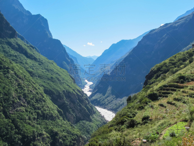 云南省,丽江,城市,虎跳峡,水,天空,美,公园,沟壑,水平画幅