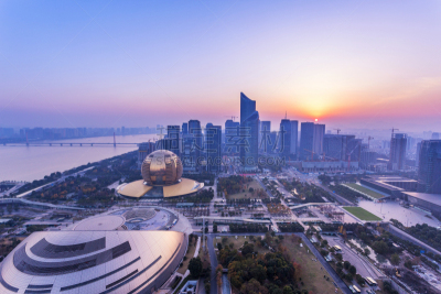 都市风景,现代,黎明,杭州,天空,水平画幅,无人,交通,户外,著名景点
