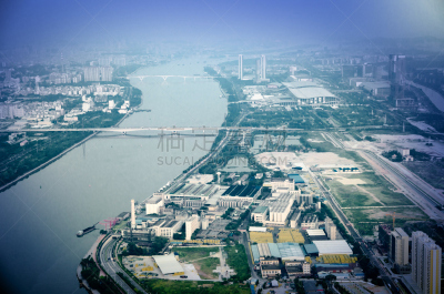 广州,地形,天空,美,水平画幅,海港,户外,都市风景,现代,广东省