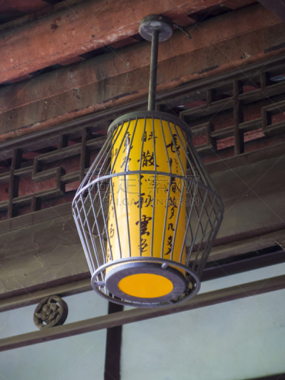 灯笼,唐朝,中国对联,成都,盆景,四川省,垂直画幅,公园,无人,古老的