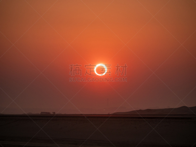 日环食,沙特阿拉伯,太阳,中东,非凡的,天文学,图像,火,波斯湾,宏伟