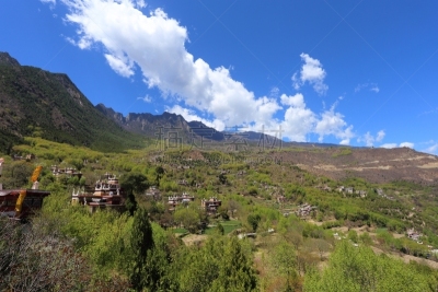 乡村,建筑外部,传统,民间音乐,井,甘孜藏族自治州,天空,水平画幅,无人,户外
