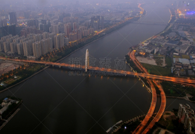 广州,水,天空,新的,水平画幅,夜晚,无人,海港,曙暮光,户外
