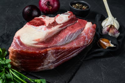 有机食品,肉,生食,小牛肉,农场,黑色背景,动物腿骨,弄皱的,清新,肋骨