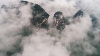 云,山,圆形,绿色,天空,石灰石,阳朔,山脊,毛绒绒,著名景点