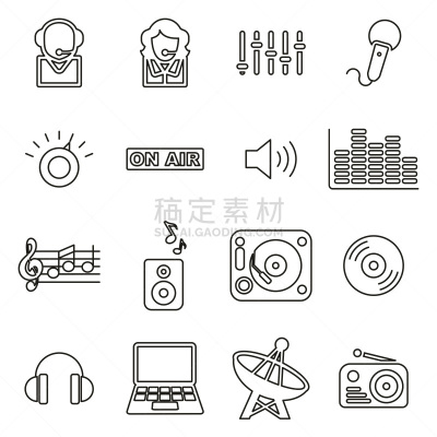绘画插图,矢量,细的,成一排,计算机图标,播音室,广播节目,麦克风,艺术,电动搅拌器