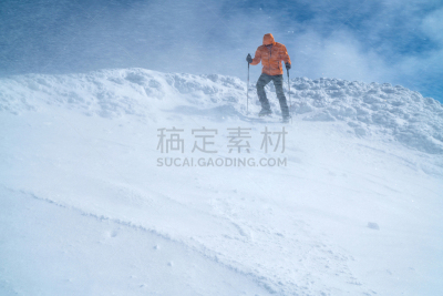 人,山,登山杖,图像,雪,斯洛伐克,高处,明亮,茄克,下移