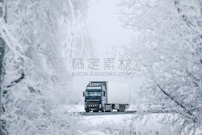 卡车,冬天,货车运输,寒冷,旅途,沥青,汽车,交通,环境,半挂式卡车