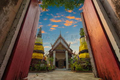 泰国,建筑外部,古老的,僧院,山形墙,小礼拜堂,毗湿奴,康巴,平衡折角灯