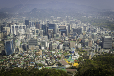 首尔,都市风景,韩国,摩天大楼,航拍视角,市区,风景,在上面,双子座大厦,钟路大厦