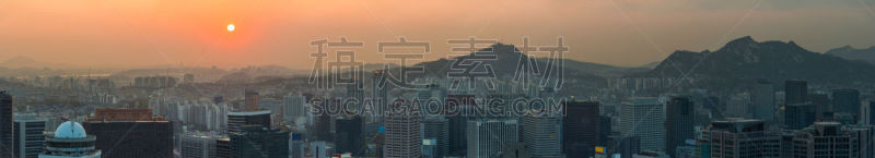 首尔,都市风景,韩国,摩天大楼,全景,拥挤的,市区,麻浦区,江南区,天空