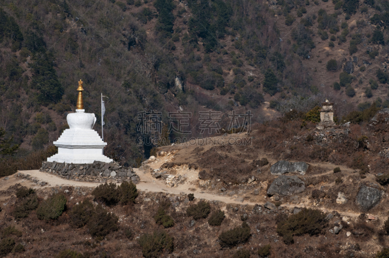 佛塔,坤布,寺院,纪念碑,灵性,水平画幅,符号,古老的,喜马拉雅山脉,户外