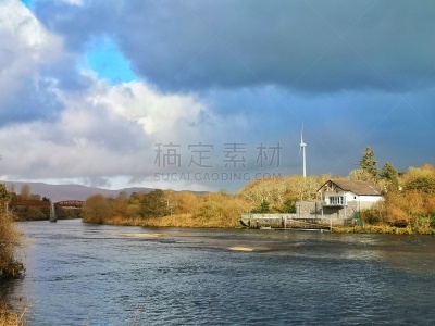 风景,河流,人,地形,户外,夏天,石材,古老的,著名景点,在下面