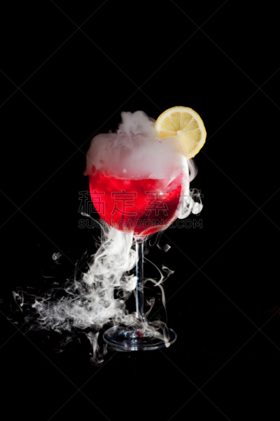 鸡尾酒,杯,干冰,红色,冷,柠檬蛋糕