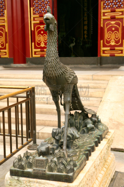 青铜,北京,鸟类,中国,夏天,雕像,颐和园,凤凰,传统,美术工艺
