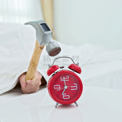 闹钟,锤子,男人,特写,7时,打开或关掉,床头柜,失眠症,小睡,就寝时间