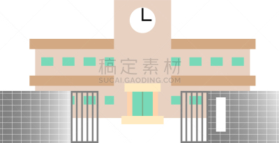 学校,日本,大门,可爱的,小学,城镇景观,春天,公共建筑,背景,绘画插图