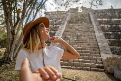 墨西哥,缅因州,旅途,视点,世界遗产,从容态度,户外,金字塔,仅女人