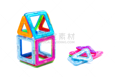 设计师,玩具,磁铁,童年,分离着色,特写,白色背景