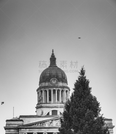 市政厅,2019,诺丁汉,偏振光,传统,寒冷,英国,英格兰,传统节日,著名景点
