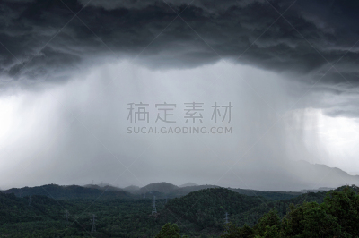 暴风雨,山,在上面,湿,暗色,云景,风,电源,环境,云