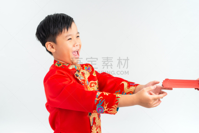 越南,越南新年,小的,拿着,礼物,男孩,红色,节日,新年前夕,背景