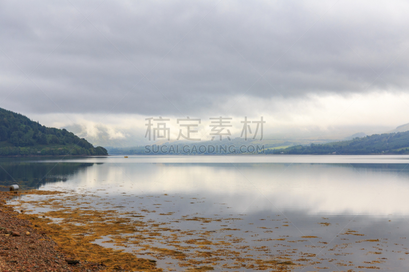 菲尼湖,空的,云景,对称,灰色,云,英国,水面,著名景点,湖